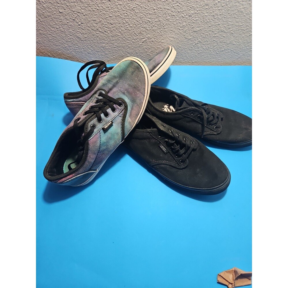 Vans Off The Wall Womens Size 7.5 Set Of 2 Black Vans Lace Up Shoes Skater Shoes